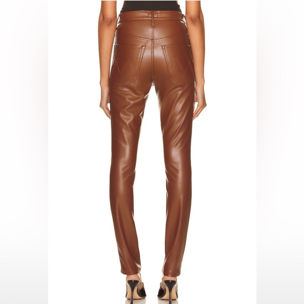 MOTHER Rail Skimp Coated Pants NWT 28 High Rise Leather Look Slim Straight - Picture 4 of 16